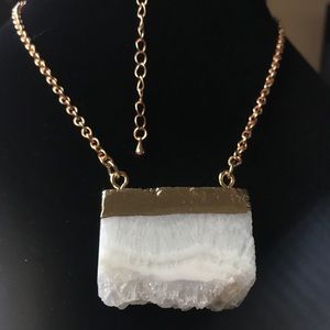 14K Gold Genuine Precious Stone Druzy Pendant